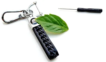 JSR ENTERPRISES PRESENTS LEATHER KEYCHAINS AND KEYRINGS COMPATIBLE WITH CAR AND BIKE ( TATA ) (TATA BLACK LEATHER HOOK SCREW)-thumb2