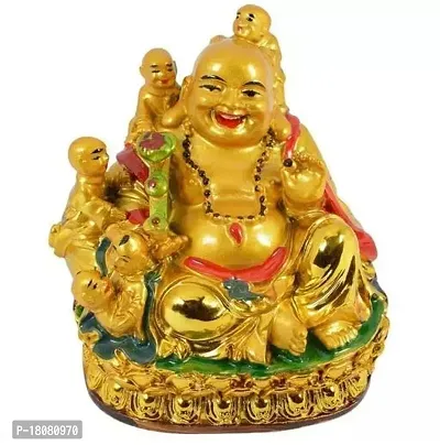 Odishabazaa Laughing Buddha with Children for Health, Wealth and Happiness Showpiece (10x10x8 cm)-thumb0