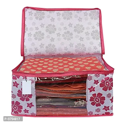 Non Woven Fabric Saree Cover Clothes Organizer Polka Dots Design Transparent Window Zipper Closure With Foldable Material Size 42 into 32 into 22-thumb3