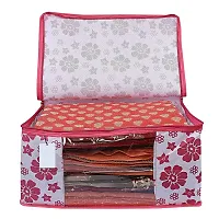 Non Woven Fabric Saree Cover Clothes Organizer Polka Dots Design Transparent Window Zipper Closure With Foldable Material Size 42 into 32 into 22-thumb2