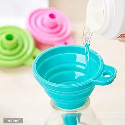 Collapsible Silicone Rubber Funnel For Kitchen, Pouring Oil, Sauce, Water, Juice Multicolored-thumb0