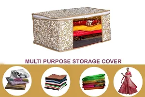 Non Woven Fabric Saree Cover Clothes Organizer Polka Dots Design Transparent Window Zipper Closure With Foldable Material Size 42 into 32 into 22-thumb1