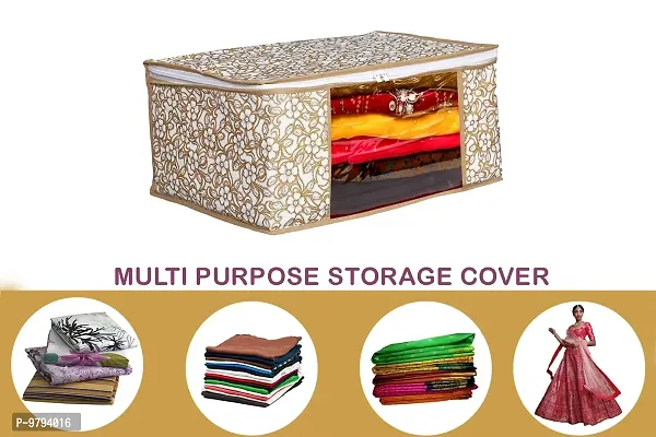 Non Woven Fabric Saree Cover Clothes Organizer Polka Dots Design Transparent Window Zipper Closure With Foldable Material Size 42 into 32 into 22-thumb2