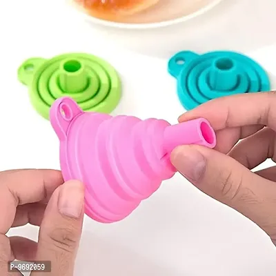 Collapsible Silicone Rubber Funnel For Kitchen, Pouring Oil, Sauce, Water, Juice Multicolored-thumb3