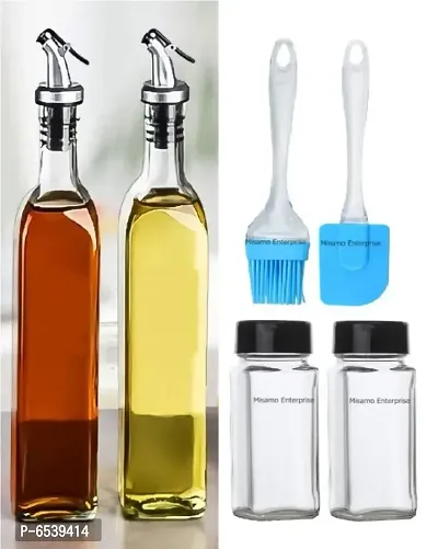 500 Ml Oil Dispenser And Glass 120 Ml Square Spice Jar Vinegar Cruet Bottle Air Tight Salad Dressing Cruet Glass Oil Bottle Clear Pack Of 6