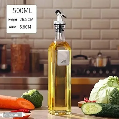 Oil Dispenser 500 Ml Bottle Vinegar Dispenser, Glass Bottle - Pack Of 1 Transparent-thumb0