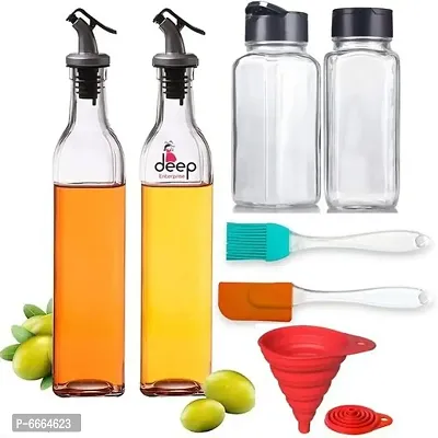Oil Dispencer 500ml With 120ml Spice Jar Silicon Spatula Brush WIth Funnel-thumb0