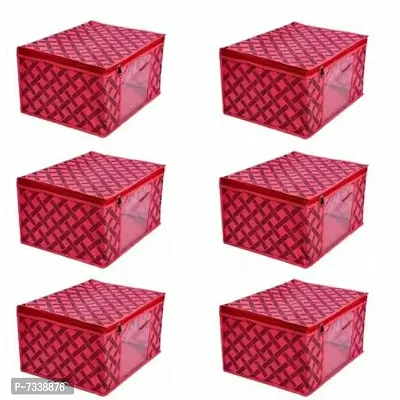 Stylish Red Printed Saree Cover Pack Of 6-thumb0