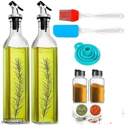 KRISHNA CREATION 500ml Glass Oil Dispenser Bottle,Cooking Oil-Vinegar Bottle for Kitchen Combo Organisation