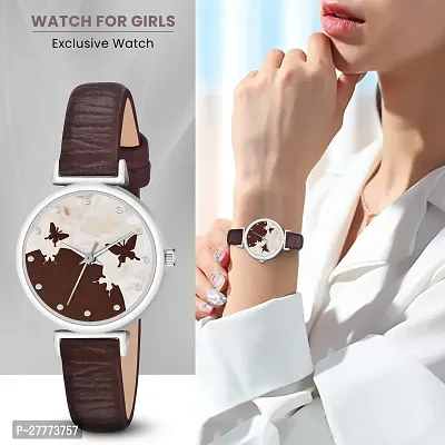 Stylish Brown Genuine Leather Analog Watch For Women-thumb2