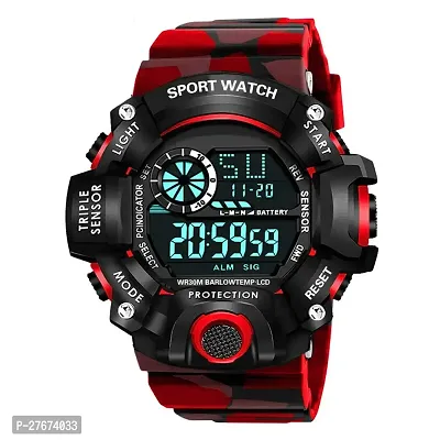 Digital Watch Shockproof Automatic Army Red Blue Color Strap Waterproof Digital Sports Combo Watch for Men Kids Watch for Boys Watch for Men Pack of 2-thumb3