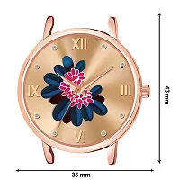 Motugaju Blue Color Flower Dial Designer Leather Belt Analog Watch For Women and Girls-thumb3