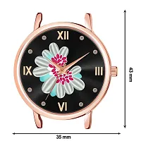 Motugaju Black Color Flower Dial Designer Leather Belt Analog Watch For Women and Girls-thumb3