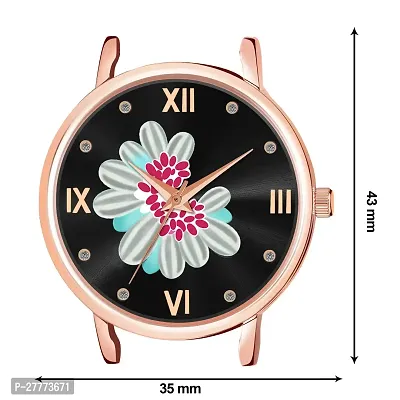 Motugaju Black Color Flower Dial Designer Leather Belt Analog Watch For Women and Girls-thumb4