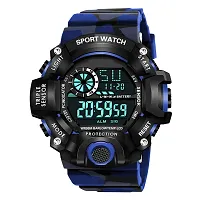 Motugaju Digital Sports Multi Functional Black Dial Blue Army Watch With Square Led Combo Watch For Mens Boys-thumb1