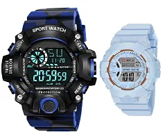 Motugaju Digital Blue Watch Shockproof  Automatic Army Strap Waterproof Digital Sports Combo Watch for Father And Kids Men Kids Watch for Boys Watch for Men Pack of 2-thumb1