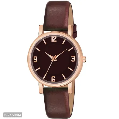 Motugaju Analog Round Dial Maroon Colour Leather Strap Preety Watch For Womens and Girls