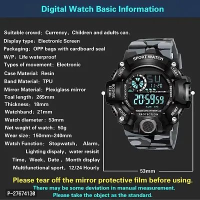 Motugaju Digital Watch Shockproof Automatic Army Grey Color Strap Waterproof Digital Sports Watch for Men Kids Watch for Boys Watch for Men-thumb5