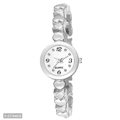 Motugaju Analog Round Dial Sky Silver Diamond Bracelet Belt Watch Combo Pack of 2 Watches Stylish Small Watch For Girls-thumb3