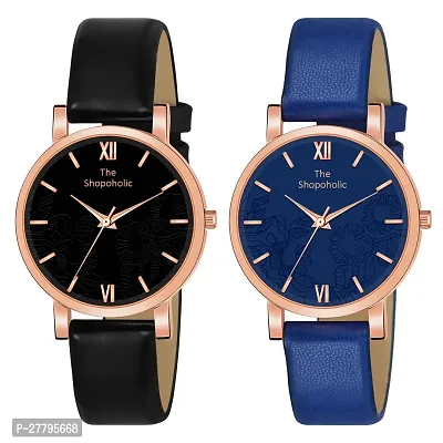 Motugaju Analog Black Blue Color ADDI Dial Watch For Womens and Girls Combo Watches For Women And Girl Pack Of 2