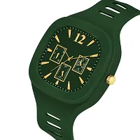 Motugaju Analog Green Square Dial Silicon Strap ADDI Stylish Designer Watch For Mens And Boys With King Bracelet Pack of 2-thumb4
