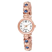 Motugaju Analog Round Dial Rosegold Blue Diamond Bracelet Belt Watch Combo Pack of 2 Watches Stylish Small Watch For Girls-thumb1