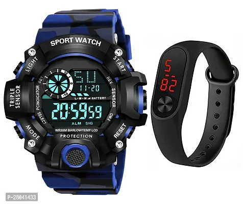 Motu Gaju Digital Watch With Led Shockproof Multi-Functional Automatic Blue Strap Waterproof Digital Sports Watch for Mens Kids Watch for Boys Watch For Men Pack of 2-thumb0