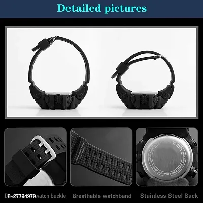 Stylish Analog And Digital Round Square Multi Dial Combo Of 2 Watches Army Grey Belt Sports Multi Functional Watch Pack Of 2-thumb4