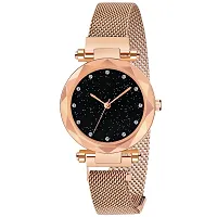 Motugaju Analog Digital Square Round Dial Stainless Steel Rosegold Belt Watch With Magnet Belt Fashionable Watch Combo For Girls Women-thumb2