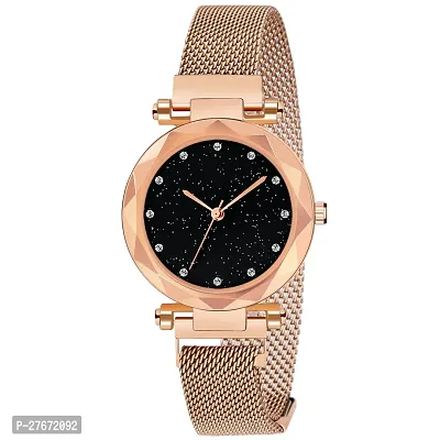 Motugaju Analog Digital Square Round Dial Stainless Steel Rosegold Belt Watch With Magnet Belt Fashionable Watch Combo For Girls Women-thumb3