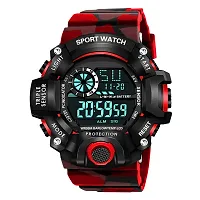 Stylish Analog And Digital Round Square Multi Dial Combo Of 2 Watches Army Red Belt Sports Multi Functional Watch Pack Of 2-thumb1