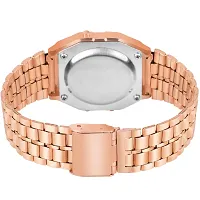 Motugaju Analog Digital Square Round Dial Stainless Steel Rosegold Belt Watch With Magnet Belt Fashionable Watch Combo For Girls Women-thumb3