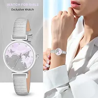 Stylish Grey Genuine Leather Analog Watch For Women-thumb3