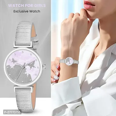 Stylish Grey Genuine Leather Analog Watch For Women-thumb4