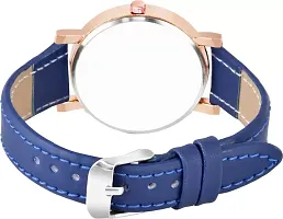 Motugaju Analog Flowered Dial Blue Colour Leather Strap Watch For Womens and Girls-thumb1