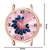 Pink Color Flower Dial Designer Leather Belt Analog Watch For Women and Girls-thumb3