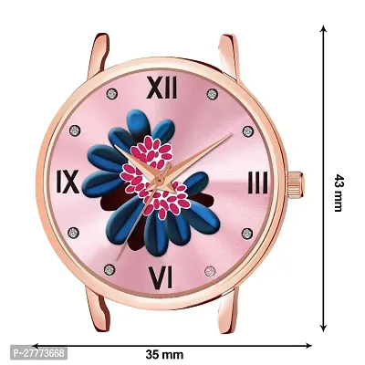 Pink Color Flower Dial Designer Leather Belt Analog Watch For Women and Girls-thumb4