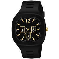 Motugaju Analog Square Black White Color Dial Premium Silicon And PU Strap ADDI Stylish Designer Analog Watch Combo for Boys And Girls-thumb2