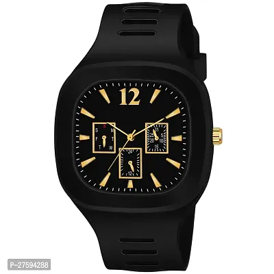 Motugaju Analog Square Black White Color Dial Premium Silicon And PU Strap ADDI Stylish Designer Analog Watch Combo for Boys And Girls-thumb3