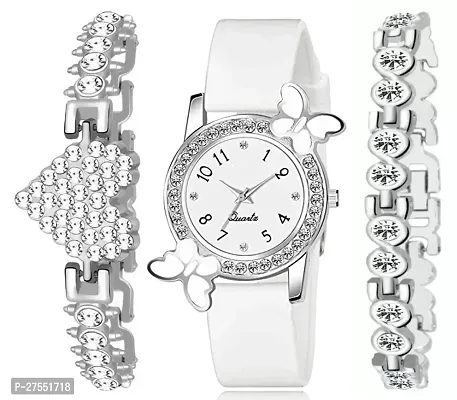 Analog Round Dial Watch With Heart Bracelet