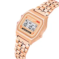 Motugaju Digital Square Dial Coper Vintage Stainless Steel Belt With Gift Diamond Bracelet Combo Night Light Fashinable Unisex Wrist Watch for Girls And Women-thumb3