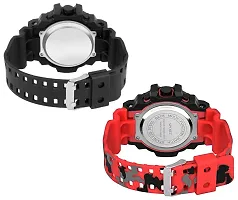 Digital Watch Shockproof Automatic Army Red Black Color Strap Waterproof Digital Sports Combo Watch for Men Kids Watch for Boys Watch for Men Pack of 2-thumb1