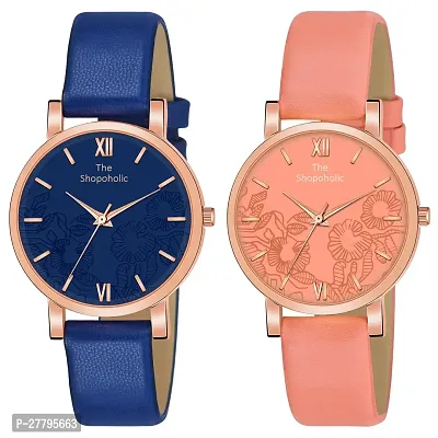 Motugaju Analog Blue Orange Color ADDI Dial Watch For Womens and Girls Combo Watches For Women And Girl Pack Of 2