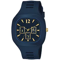 Stylish Analog And Digital Round Square Multi Dial Combo Of 2 Watches Army Blue Belt Sports Multi Functional Watch For Boys And Watch For Mens Pack Of 2-thumb2