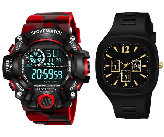 Modern Analog Digital Watches For Men Pack Of 2