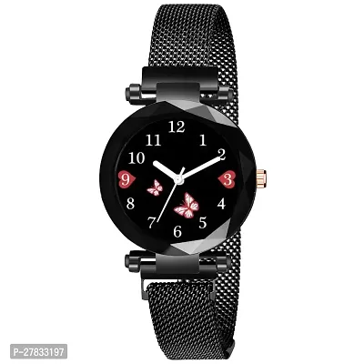 Motugaju Branded Analogue Diamond Black Butterfly Dial Black Magnet Watch With Gift Bracelet For Women Or Girls And Watch For Girl or Women (Combo of 3)-thumb5