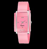 Motugaju Analog Square Red Pink Color Dial Premium Silicon And PU Strap ADDI Stylish Designer Analog Watch Combo for Boys And Girls-thumb3