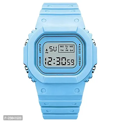 Motugaju Digital Blue Color Back 7 Light Day/Date Watch for Boys  Girls Boys and Girls Watch-thumb0