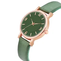 Motugaju Analog Round Dial Green Colour Leather Strap Preety Watch For Womens and Girls-thumb2