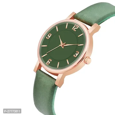 Motugaju Analog Round Dial Green Colour Leather Strap Preety Watch For Womens and Girls-thumb3